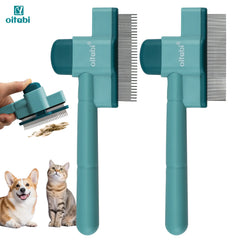 Oitabi 1/2PCS Flea Comb for Dogs and Cats with Release Button Fine Tooth Dog Comb for Pet Hair Removal, Cleaning Remove Fleas Eg
