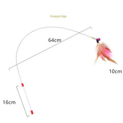 Interactive Cat Toy Funny Simulation Feather Fish with Bell Stick Toys for Kitten Playing Teaser Wand Toy игрушки для кошек