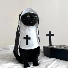Pet Cat Halloween Costumes Nun Cloak For Small Pet Cosplay Dress Kawaii Pet Clothes Cat Kitten Puppy Funny Accessoties Gift