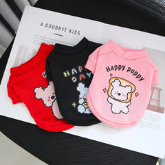 Autumn and winter pet clothes cute little dog cartoon round neck hoodie with plush super cute cat dog universal clothes