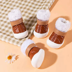 4pcs/set Pet Dog Shoes Winter Warm Shoes for Small Medium Dogs Anti-slip Puppy Rain Snow Boots Footwear Cat Dog Walking Sneakers