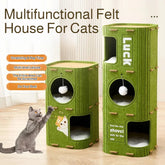 Winter Double Enclosed Cat House Integrated Tree Hole Thickened Felt Cat Litter MultiLayer Scratching Board for Indoor Pet Frame