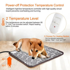 Adjustable Pet Heating Mat - Waterproof Electric Warmer for Dogs & Cats