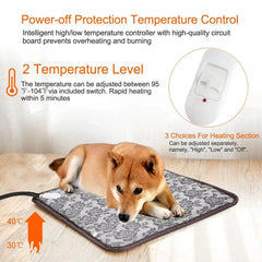 Adjustable Pet Heating Mat - Waterproof Electric Warmer for Dogs & Cats