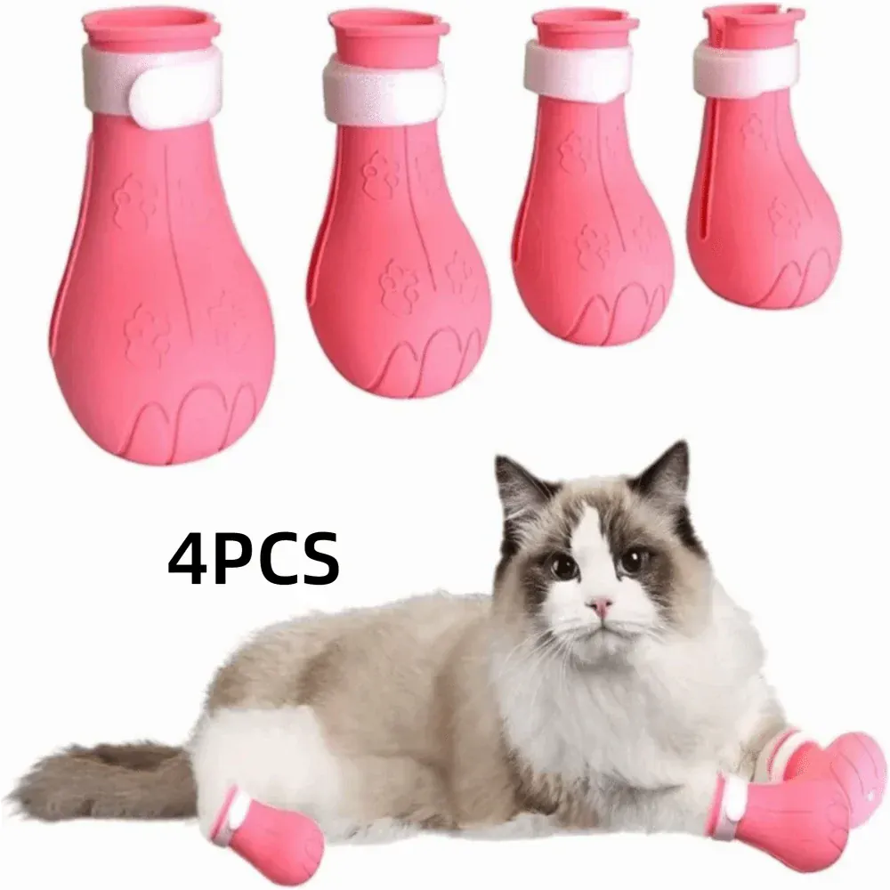 Anti-Scratch Cat Foot Covers - Adjustable Bath & Grooming Sleeves 4-Pack