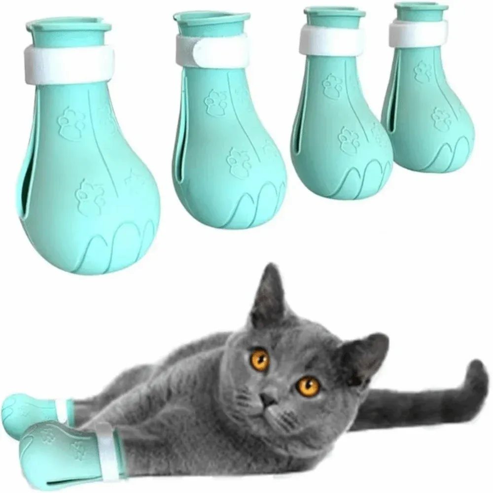 Anti-Scratch Cat Foot Covers - Adjustable Bath & Grooming Sleeves 4-Pack