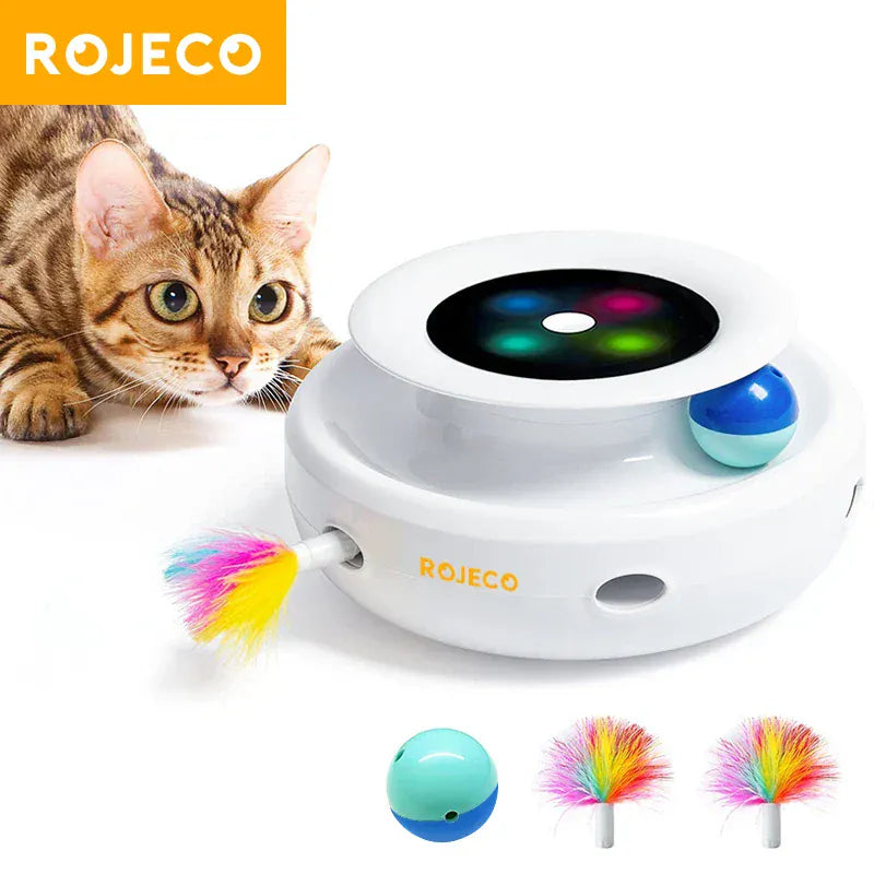 Automatic Cat Toy 2-in-1 - Smart Electronic Feather Ball 5 Mode Interactive