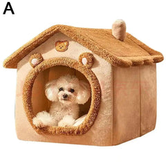 Bear Ear Pet House - Thickened Winter Warm Cat Bed with Removable Cushion
