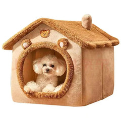 Bear Ear Pet House - Thickened Winter Warm Cat Bed with Removable Cushion