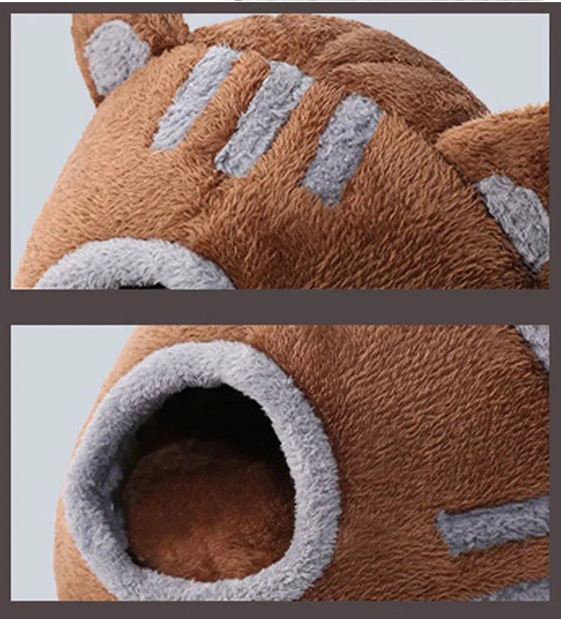 Bear Head Cat Bed - Winter Warm Cave Nest Self Warming Plush House for Cats