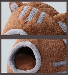 Bear Head Cat Bed - Winter Warm Cave Nest Self Warming Plush House for Cats