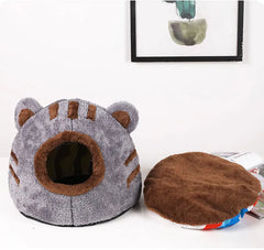 Bear Head Cat Bed - Winter Warm Cave Nest Self Warming Plush House for Cats