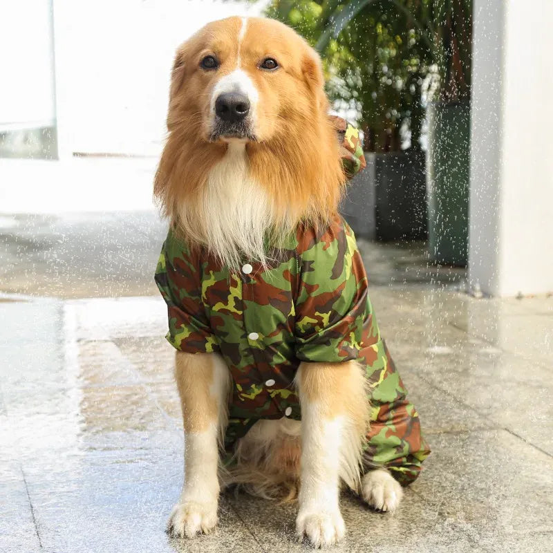 Camouflage Pet Hoodie - All-Season Waterproof Dog Raincoat with Sport Style