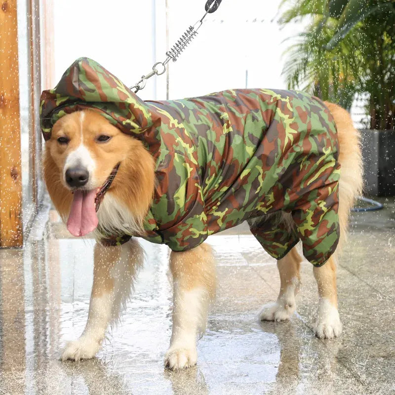 Camouflage Pet Hoodie - All-Season Waterproof Dog Raincoat with Sport Style