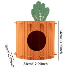 Carrot-Shaped Felt Cat Bed - Semi-Enclosed Hideaway for Small Pets