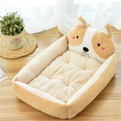Cartoon Pet Bed Sofa - Washable Cotton Small Dog Cat Bed with Backrest
