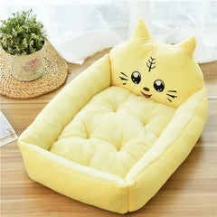 Cartoon Pet Bed Sofa - Washable Cotton Small Dog Cat Bed with Backrest