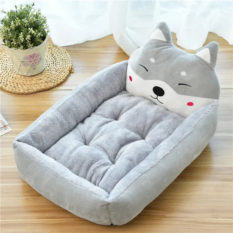 Cartoon Pet Bed Sofa - Washable Cotton Small Dog Cat Bed with Backrest
