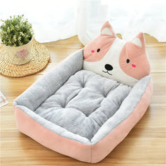 Cartoon Pet Bed Sofa - Washable Cotton Small Dog Cat Bed with Backrest
