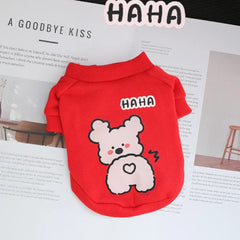 Cartoon Round Neck Hoodie - Plush Winter Sweater for Small Dogs & Cats