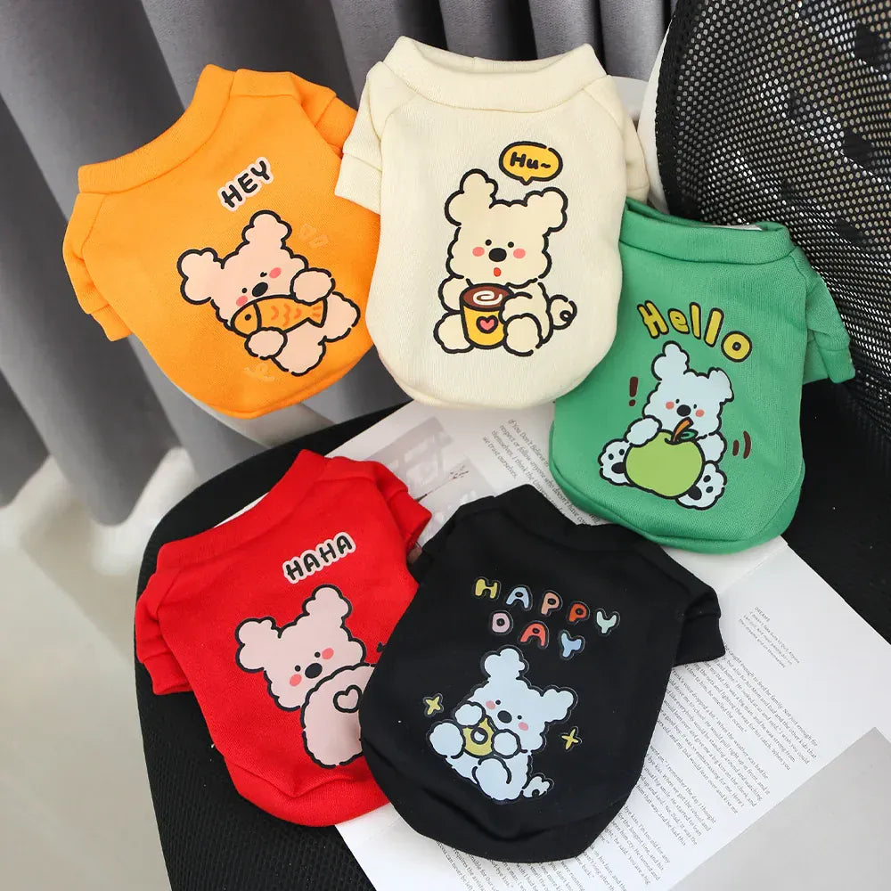 Cartoon Round Neck Hoodie - Plush Winter Sweater for Small Dogs & Cats
