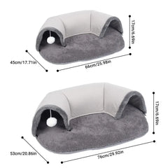 Cat Tunnel Bed 2-in-1 - Interactive Suede Play Tunnel & Nest