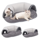 Cat Tunnel Bed 2-in-1 - Interactive Suede Play Tunnel & Nest