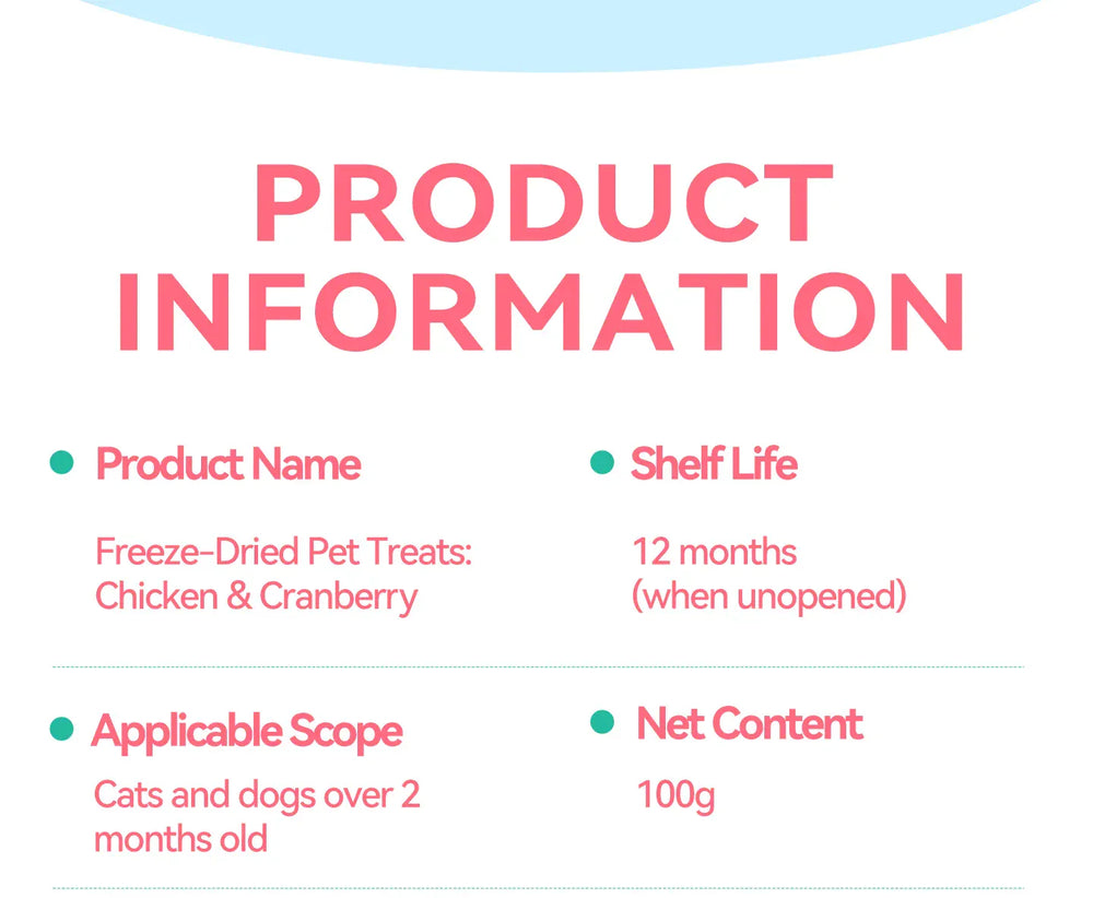 Chanbuni Chicken Cranberry Cat Snacks - Freeze-Dried Meat & Fruit Treats