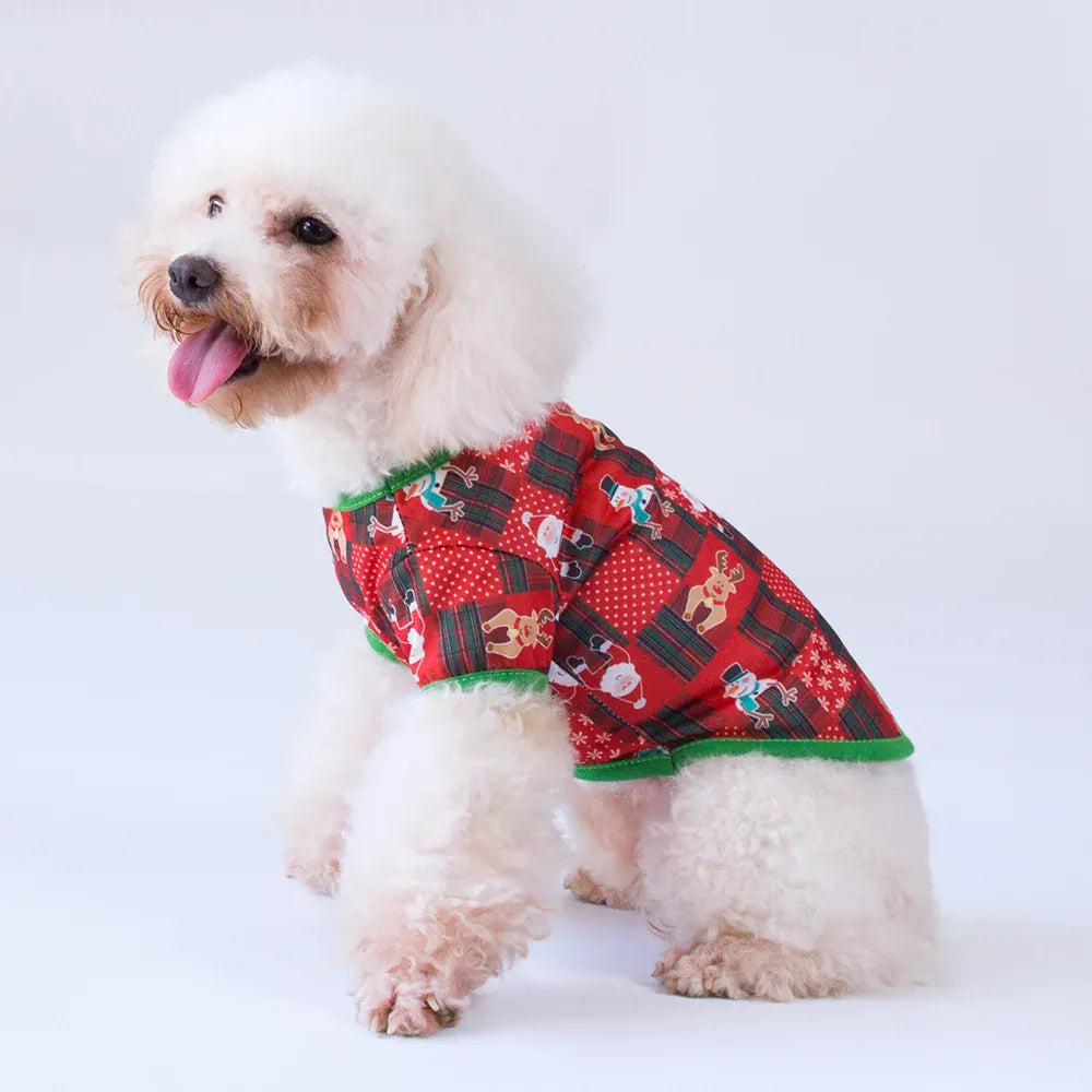 Christmas Pet T-Shirt - Santa & Snowflake Holiday Outfit for Dogs & Cats