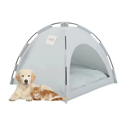 Clamshell Pet Tent Bed - Breathable Four Seasons Cat House with Warm Cushion