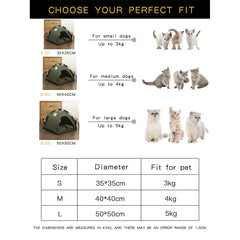 Clamshell Pet Tent Bed - Breathable Four Seasons Cat House with Warm Cushion