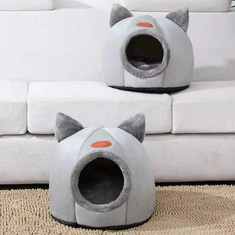 Deep Sleep Comfort Cat Bed - Winter Warm Cave Nest Removable Pet House