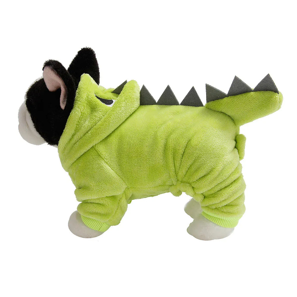 Dinosaur Dog Pajamas - Flannel Costume for Small Dogs & French Bulldogs