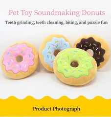 Dog Donut Plush Squeaky Toy | Soft Chew Sound Toy for Puppies & Small Dogs