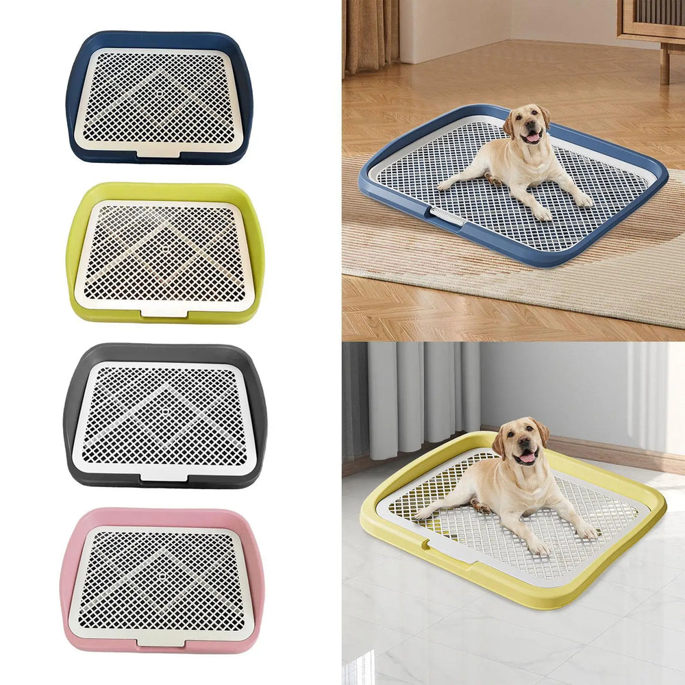 Dog Litter Box with Post - Indoor Potty Tray for Small Medium Dogs