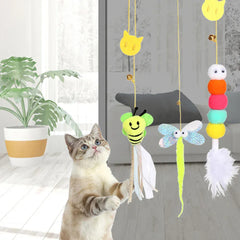 Door Hanging Cat Toy - Elastic Swing Rope with Sticky Disc for Indoor Cats