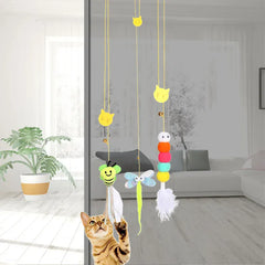 Door Hanging Cat Toy - Elastic Swing Rope with Sticky Disc for Indoor Cats