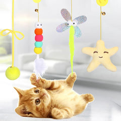 Door Hanging Cat Toy - Elastic Swing Rope with Sticky Disc for Indoor Cats