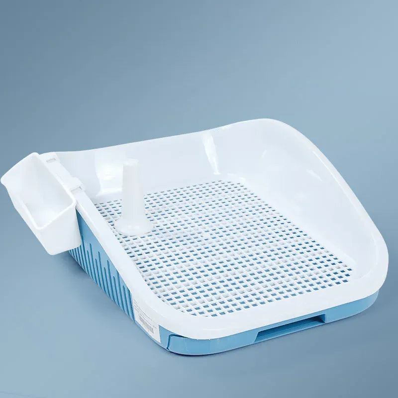 Double Layer Dog Toilet with Pee Post - Indoor Potty Training Tray for Dogs