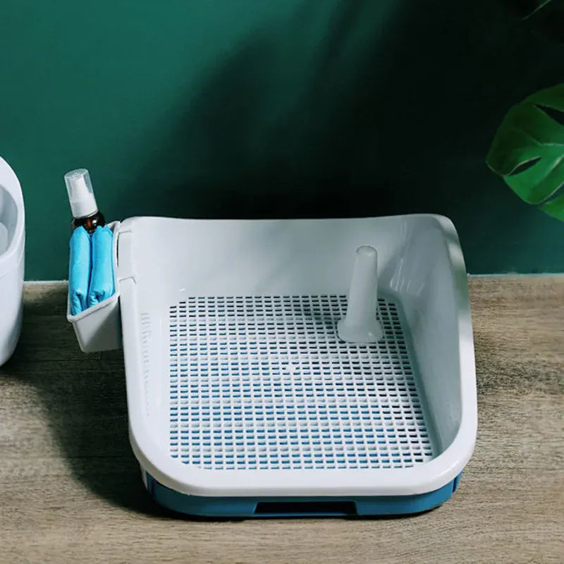Double Layer Dog Toilet with Pee Post - Indoor Potty Training Tray for Dogs