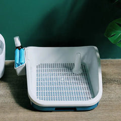 Double Layer Dog Toilet with Pee Post - Indoor Potty Training Tray for Dogs