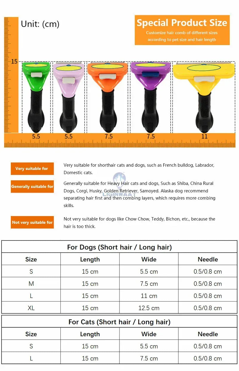 Dual-Sided Pet Grooming Brush - Hair Removal Comb for Cats & Dogs