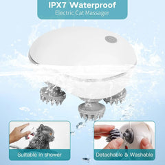 Electric Pet Massager - 4 Rotating Head Massage Tool for Cats & Dogs