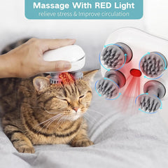 Electric Pet Massager - 4 Rotating Head Massage Tool for Cats & Dogs
