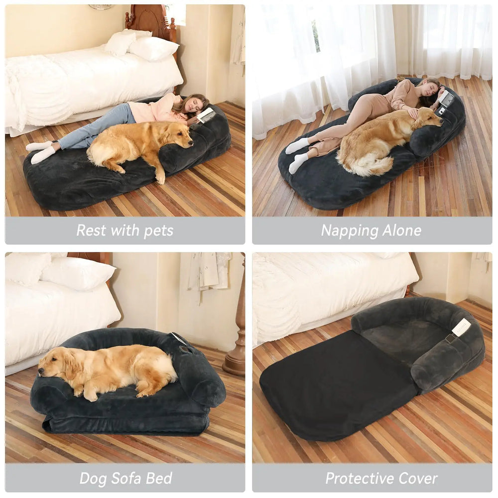 Giant Plush Human Dog Bed - Foldable Bean Bag for Adults & Pets