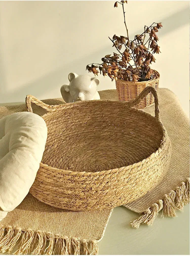Handmade Vine Woven Cat Nest - 100% Cotton Detachable Four Seasons Bed
