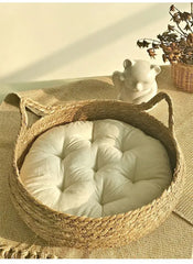 Handmade Vine Woven Cat Nest - 100% Cotton Detachable Four Seasons Bed