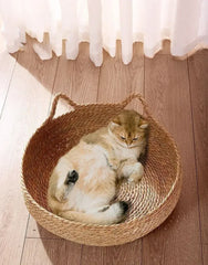 Handmade Vine Woven Cat Nest - 100% Cotton Detachable Four Seasons Bed