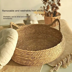 Handmade Vine Woven Cat Nest - 100% Cotton Detachable Four Seasons Bed