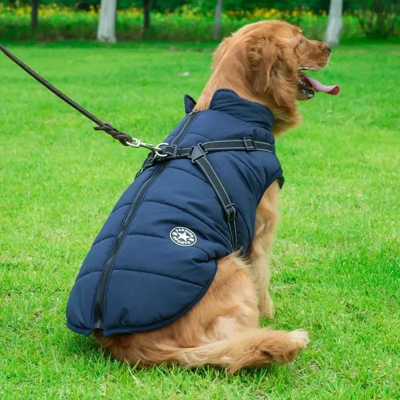 Integrated Dog Jacket & Harness - Waterproof Winter Coat for All Seasons